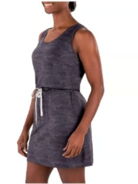 Black Sleeveless Tank Dress with Drawstring Waist Camo